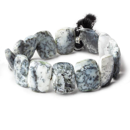 20x15mm Dendritic Opal side drilled faceted cushions 7.5 inch 13 beads AAA