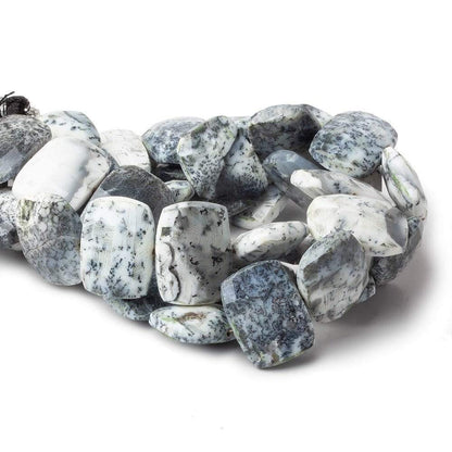 20x15mm Dendritic Opal side drilled faceted cushions 7.5 inch 13 beads AAA