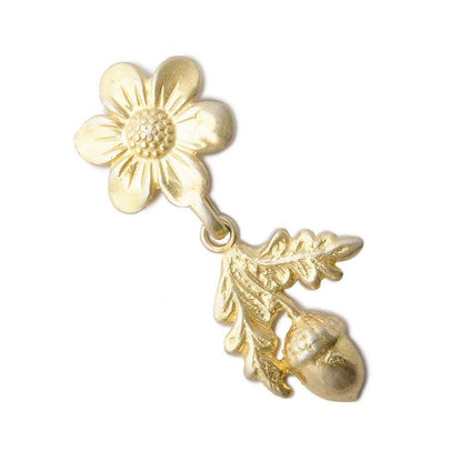 20x16mm, 24x19mm Vermeil Clasp with Daisy and Acorn 1 piece