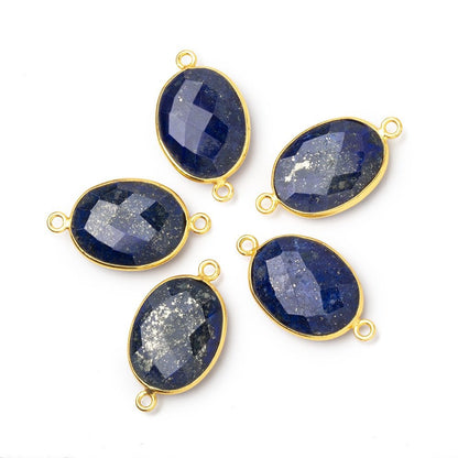 20x16mm Vermeil Bezel Lapis Lazuli Faceted Oval Connector 1 piece