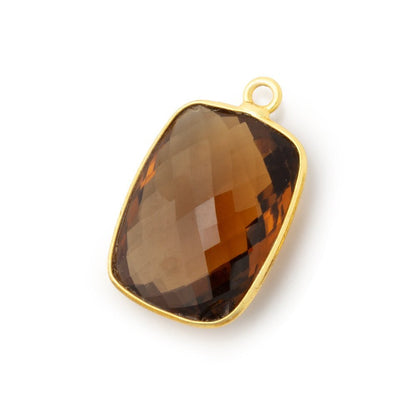 20x16mm Vermeil Bezel Whiskey Quartz Faceted Rectangle Pendant 1 piece