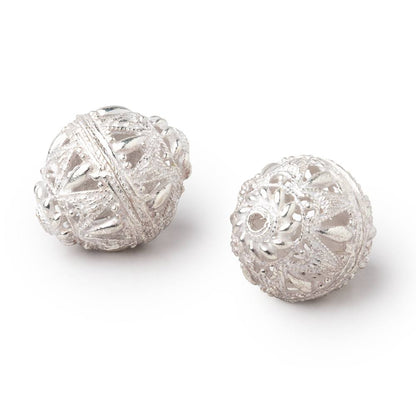 20x17mm Sterling Silver plated Copper Filigree BiCone 8 inch 10 beads