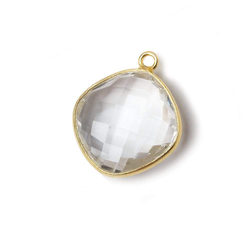 17mm Vermeil Bezeled Crystal Quartz faceted square Pendant 1 piece