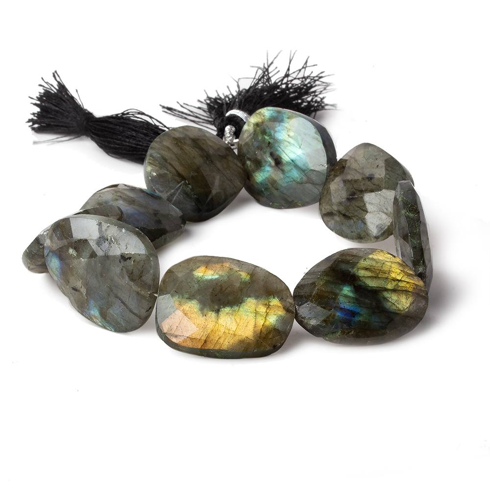 20x18-24x20mm Labradorite faceted flat nugget beads 9 inch 9 pieces
