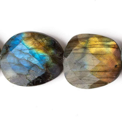20x18-24x20mm Labradorite faceted flat nugget beads 9 inch 9 pieces