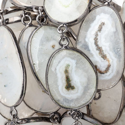 20x18-31x19mm Solar Quartz Faceted Nuggets Black Gold over .925 Bezel Set Chain