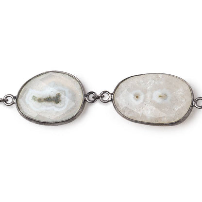 20x18-31x19mm Solar Quartz Faceted Nuggets Black Gold over .925 Bezel Set Chain