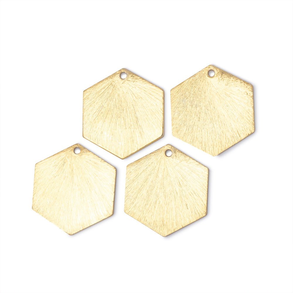 20x18mm Brushed Hexagon Charm Set of 4 pieces