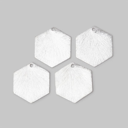 20x18mm Brushed Hexagon Charm Set of 4 pieces