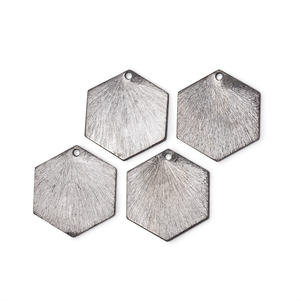 20x18mm Brushed Hexagon Charm Set of 4 pieces