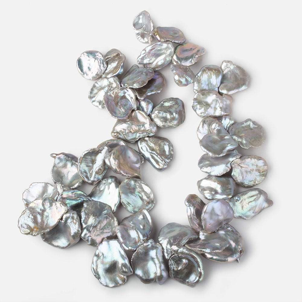 20x19-30x26mm Silver Peacock Ultra Keshi Freshwater Pearls 18 inch 47 pcs AAA
