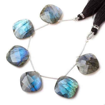 20x20mm Labradorite corner drilled faceted pillow beads 5 inch 6 pieces A