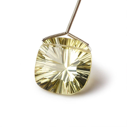 20x20mm Lemon Quartz Pavilion Concave Faceted Cushion Focal Bead 1 piece AAA