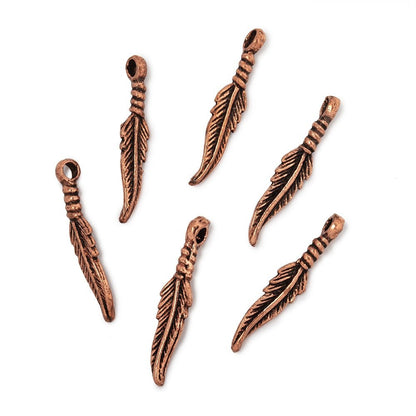 20x5mm Feather Pendant Charm Set of 6 pieces