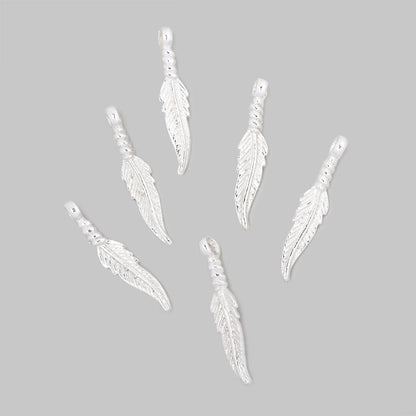 20x5mm Feather Pendant Charm Set of 6 pieces