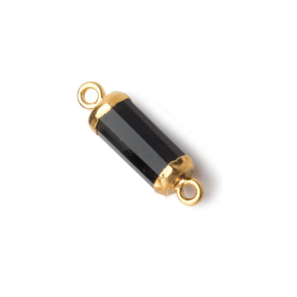 20x5mm Gold Leafed Black Spinel faceted barrel tube Connector 1 piece