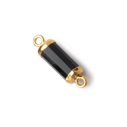 20x5mm Gold Leafed Black Spinel faceted barrel tube Connector 1 piece