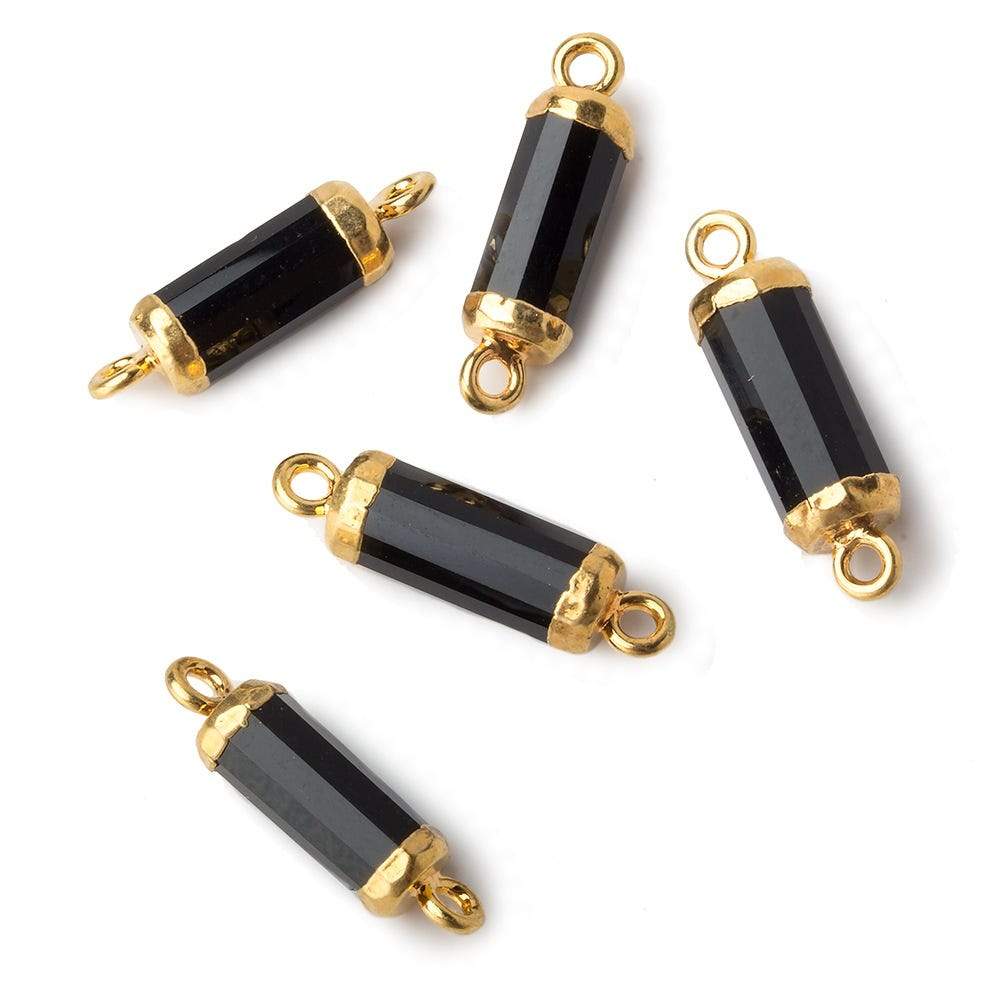 20x5mm Gold Leafed Black Spinel faceted barrel tube Connector 1 piece