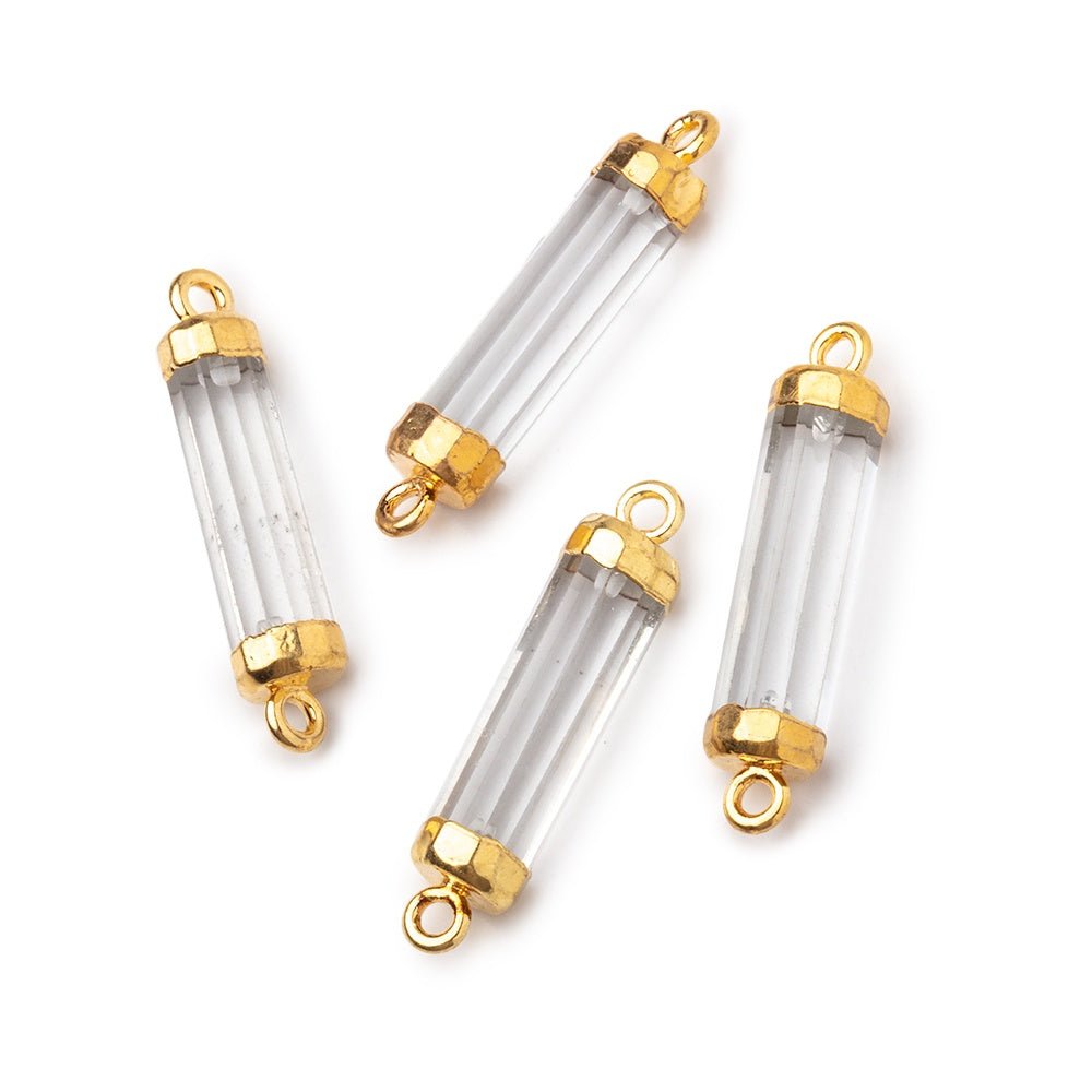 20x5mm Gold Leafed Crystal Quartz Tube Focal Connector 1 piece