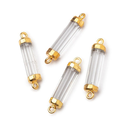 20x5mm Gold Leafed Crystal Quartz Tube Focal Connector 1 piece