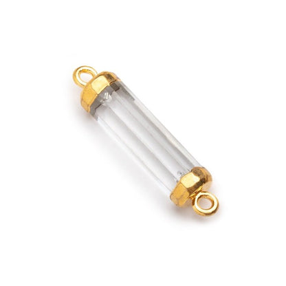 20x5mm Gold Leafed Crystal Quartz Tube Focal Connector 1 piece