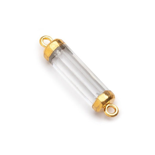 20x5mm Gold Leafed Crystal Quartz Tube Focal Connector 1 piece