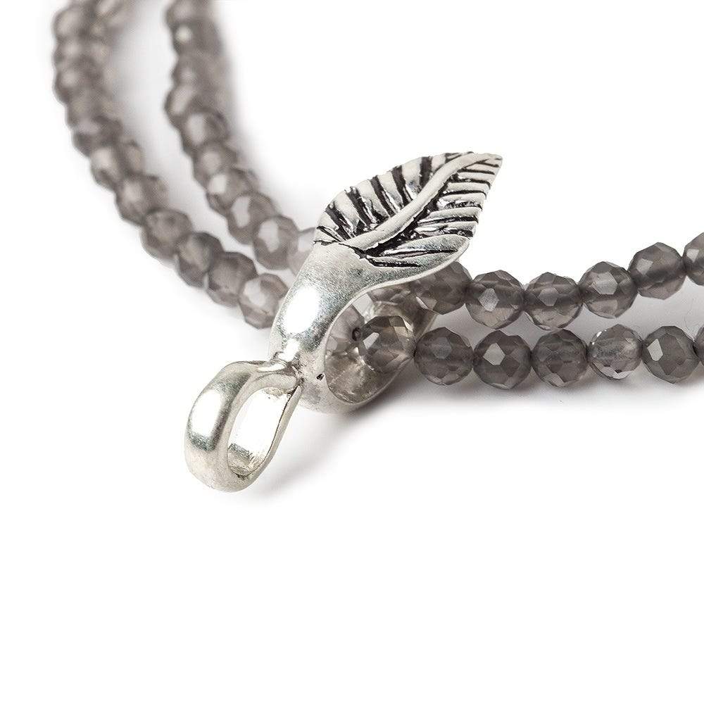 20x6.5mm Antiqued Sterling Silver Leaf Pinch Bail 1 piece