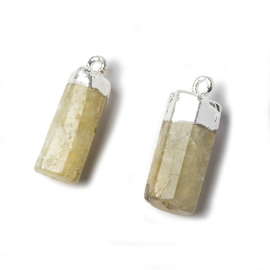 20x7mm Silver Leafed Heliodor Crystal Set of 2