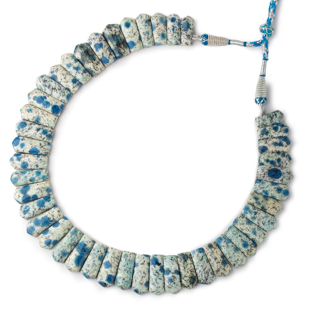 20x9-27x11mm K2 Azurite Granite "K2 Jasper" double drilled plain fancy shape collar 43 beads