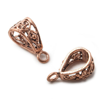 20x9mm Copper Bail Heart Design Set of 2