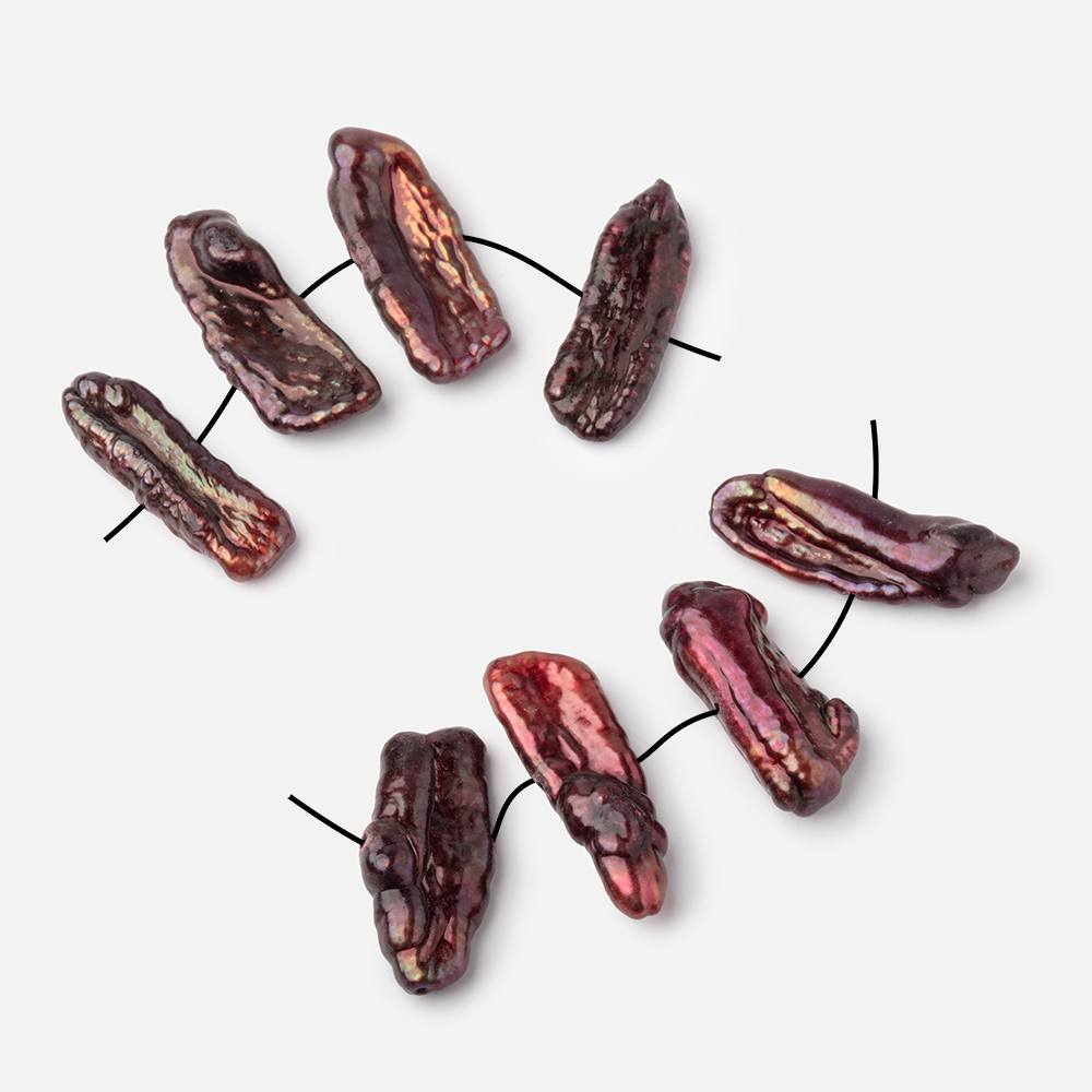 21-23mm Burgundy Side Drilled Biwa Focals Set of 4 pieces