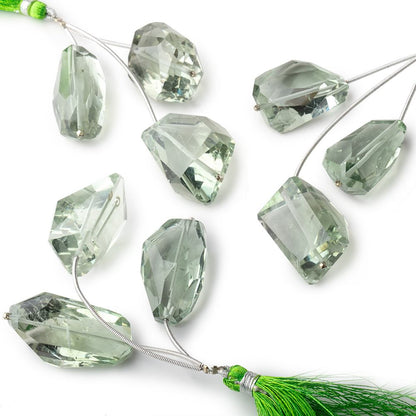 21-29mm Prasiolite Faceted Nugget Focal Beads Set of 3 pieces