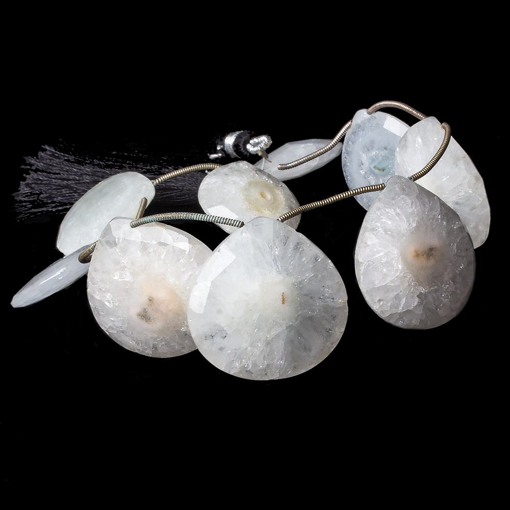 21-29mm Solar Quartz Faceted Heart Briolette Beads 9 inch 9 pieces