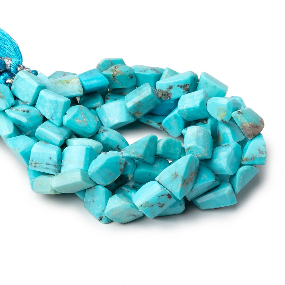 9-16mm Turquoise Faceted Nugget Beads 9 inch 17 pieces