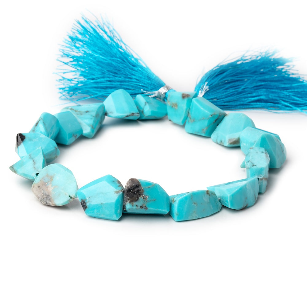 9-16mm Turquoise Faceted Nugget Beads 9 inch 17 pieces