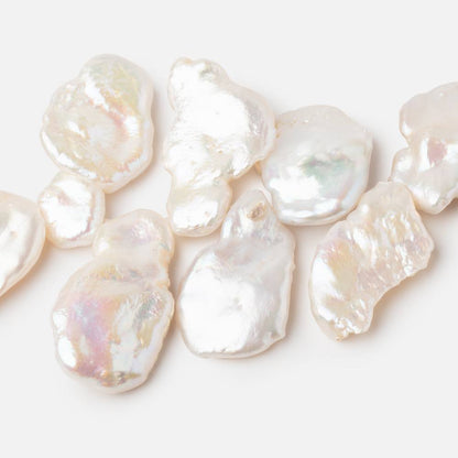 20x17-29x15mm White Top Drill Keshi Freshwater Pearls AA 13.5 inch 40 Beads