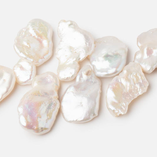 20x17-29x15mm White Top Drill Keshi Freshwater Pearls AA 13.5 inch 40 Beads