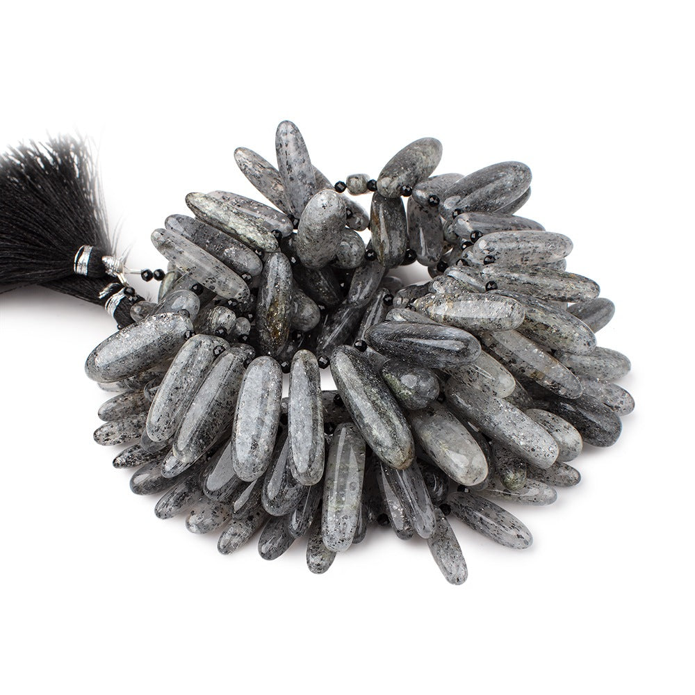 14x4-23x6mm Celestial Quartz top drilled elongated plain ovals 18 inch 80 beads AA