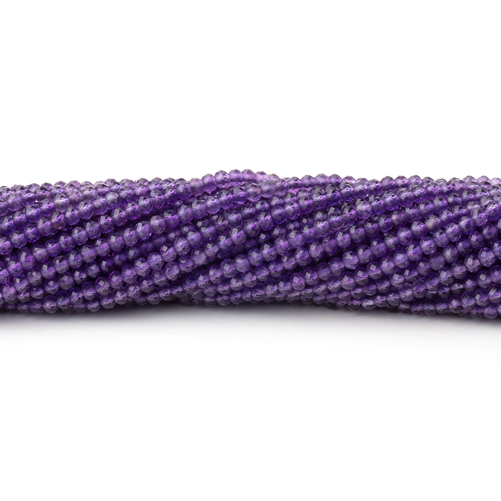 2mm Amethyst micro faceted rondelle beads 12.5 inch 220 pieces AAA