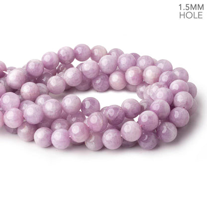 12mm Kunzite plain round beads 16 inch 34 pieces 1.5mm Large Hole AAA