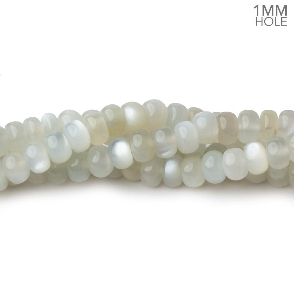 6mm Light Grey Moonstone plain rondelle beads 16 inch 104 pieces 1mm hole AA