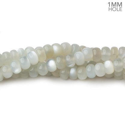 6mm Light Grey Moonstone plain rondelle beads 16 inch 104 pieces 1mm hole AA