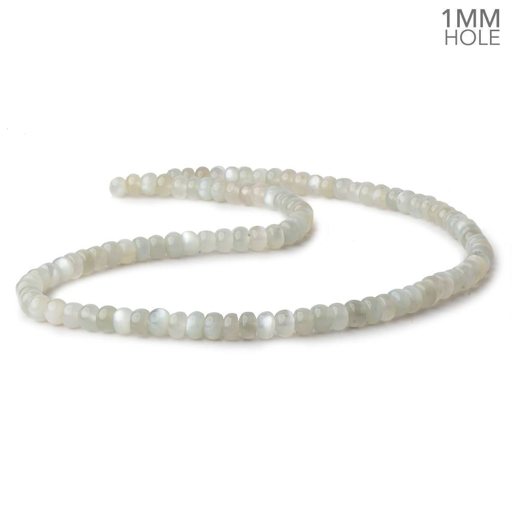 6mm Light Grey Moonstone plain rondelle beads 16 inch 104 pieces 1mm hole AA