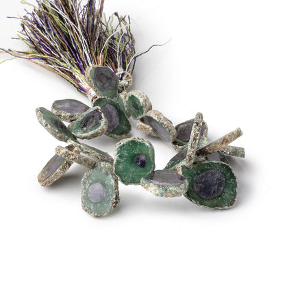 11x9-19x14mm Red & Green Bi-Color Corundum Crystal Slices 6 inch 21 pieces