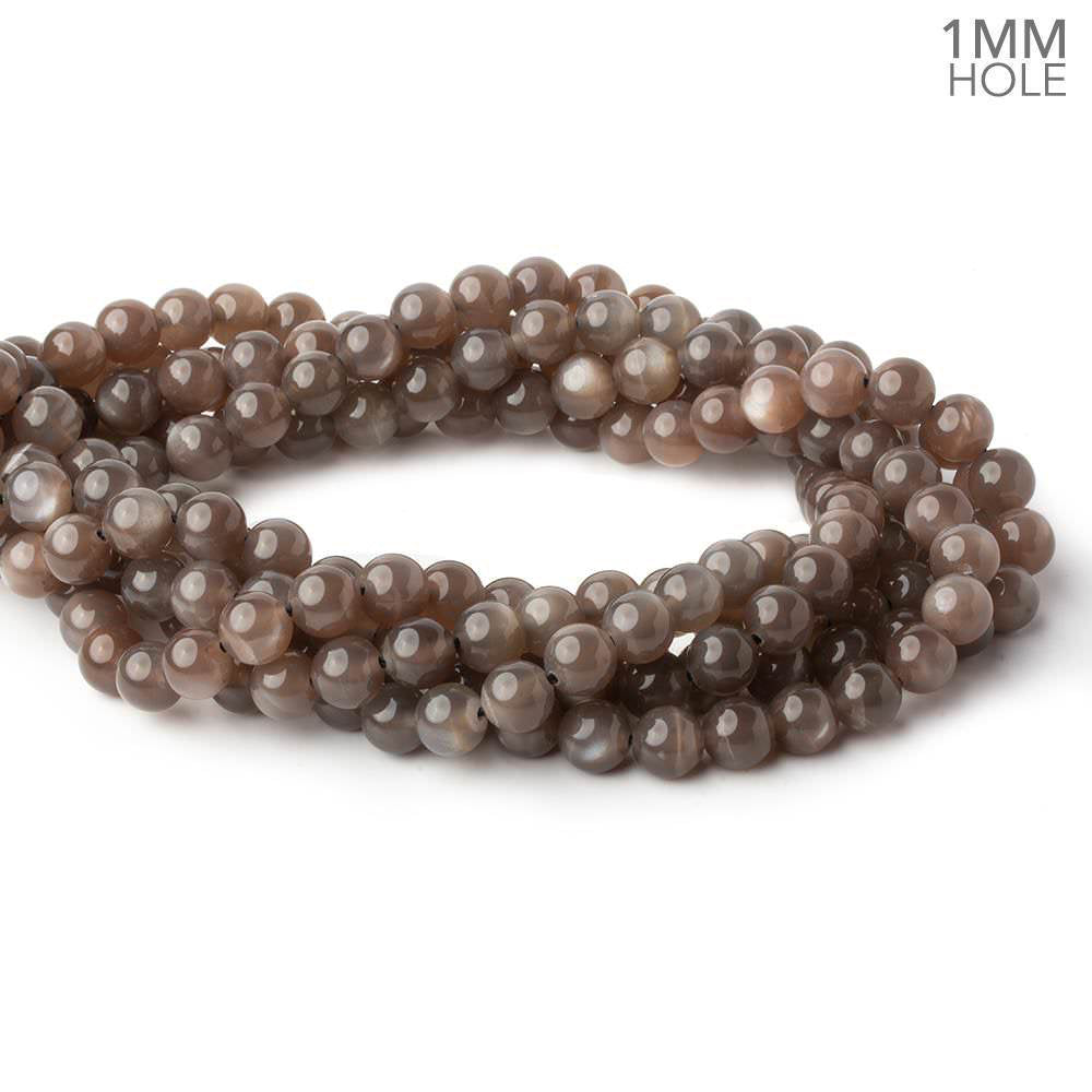 8mm Chocolate Brown Moonstone plain round beads 16 inch 51 pieces 1mm hole AAA
