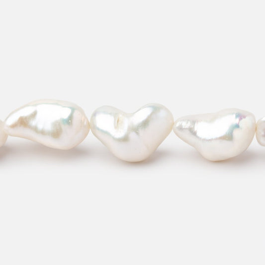 11x7-17x10mm White Straight Drilled Keshi Freshwater Pearls 16 inch 25 pieces