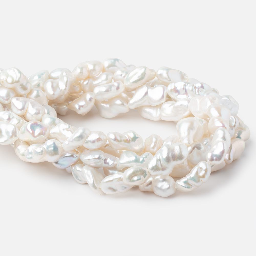 11x7-17x10mm White Straight Drilled Keshi Freshwater Pearls 16 inch 25 pieces