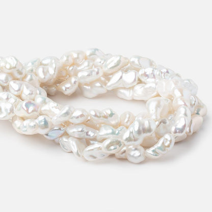 11x7-17x10mm White Straight Drilled Keshi Freshwater Pearls 16 inch 25 pieces