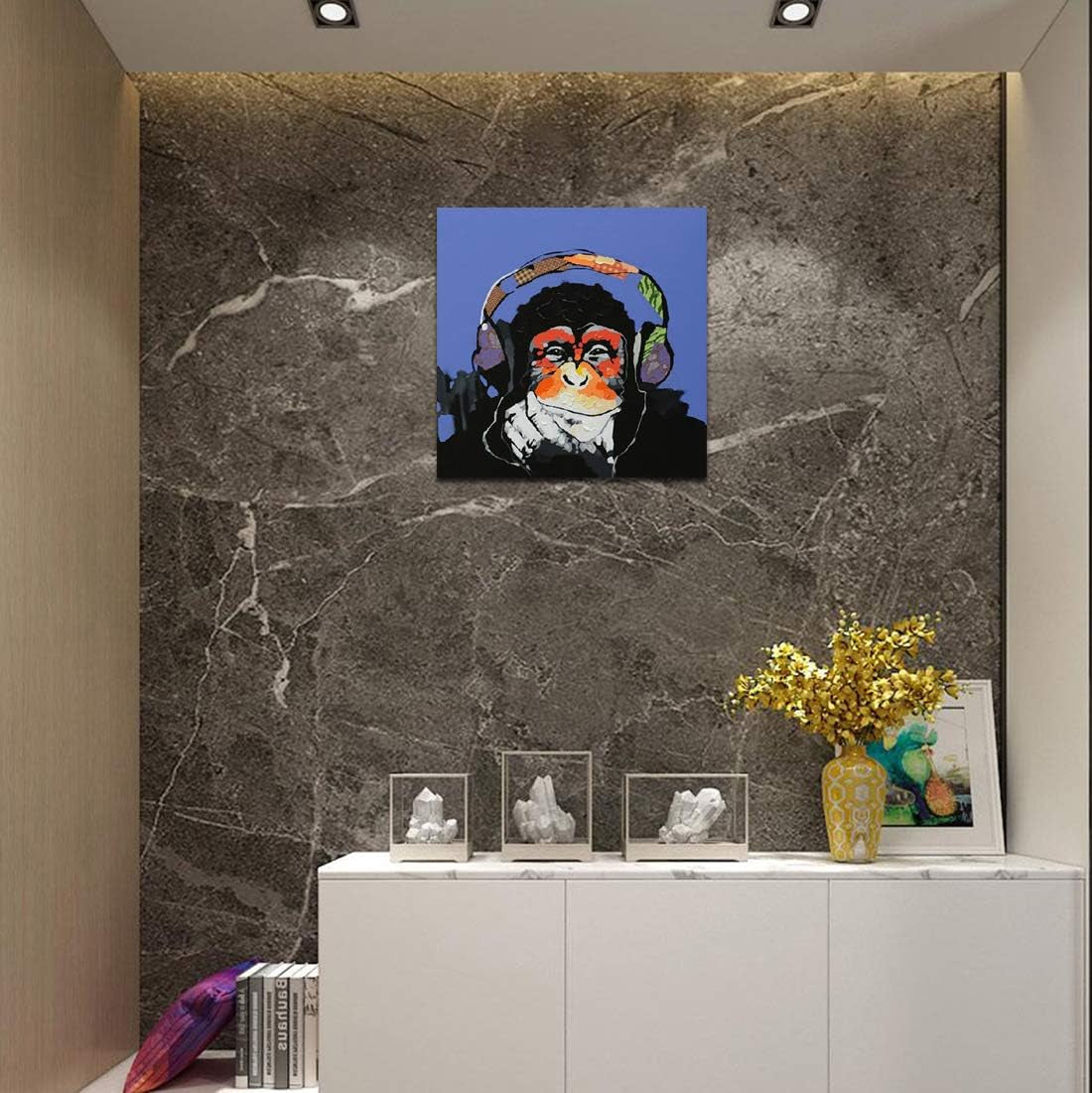 Whimsical Monkey Art - Hand-Painted Oil Painting on Canvas for Kids Room Decor - Ready to Hang (16x16 in)