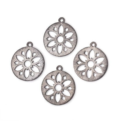 21mm Brushed Filigree Coin Charm Set of 4 pieces